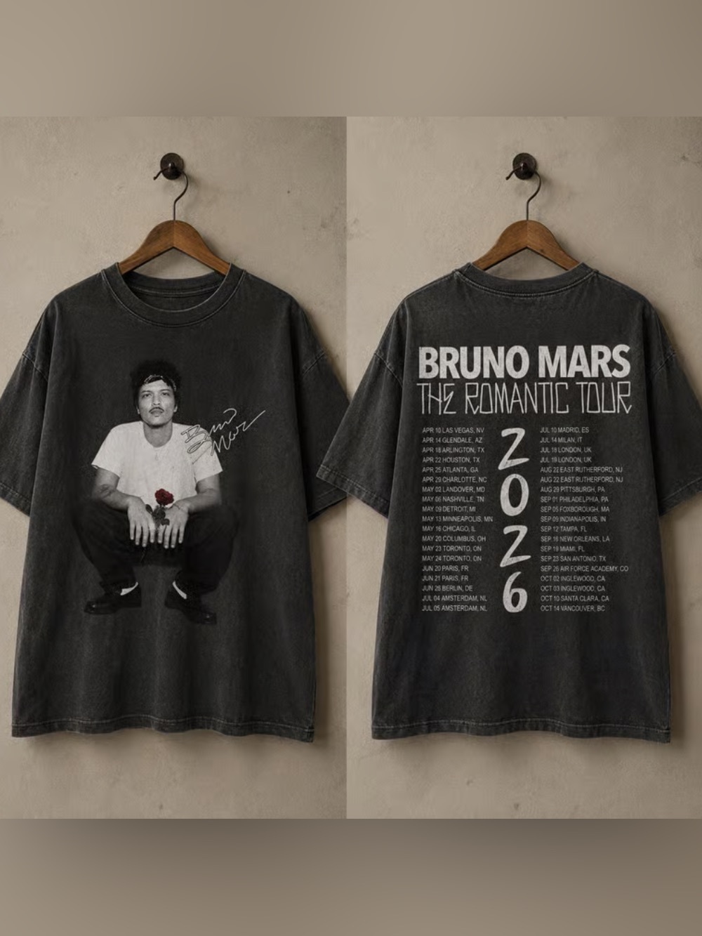 Comfort Colors Bruno Mars The Romantic Tour 2026 Rose Music T-Shirt